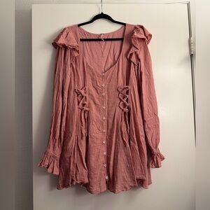Free People Dusty Pink Long Sleeve Dress